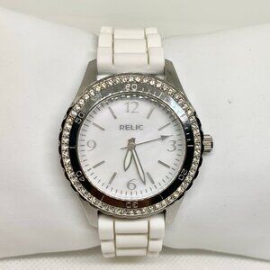 Relic women’s watch 38mm silver tone rhinestones all stainless steel running